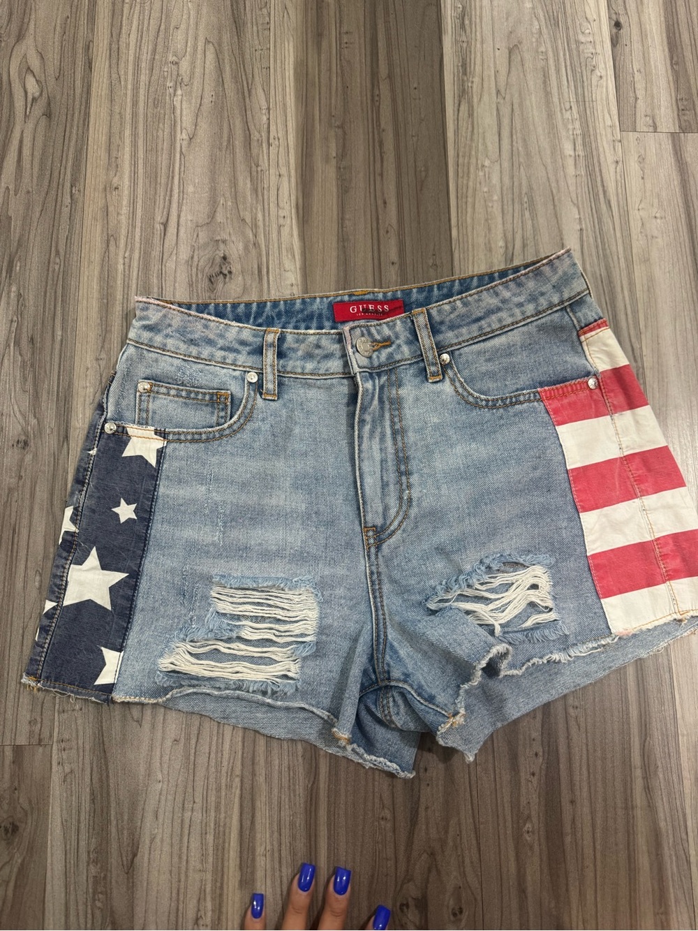 #5 GUESS American Flag Denim Shorts Size 27